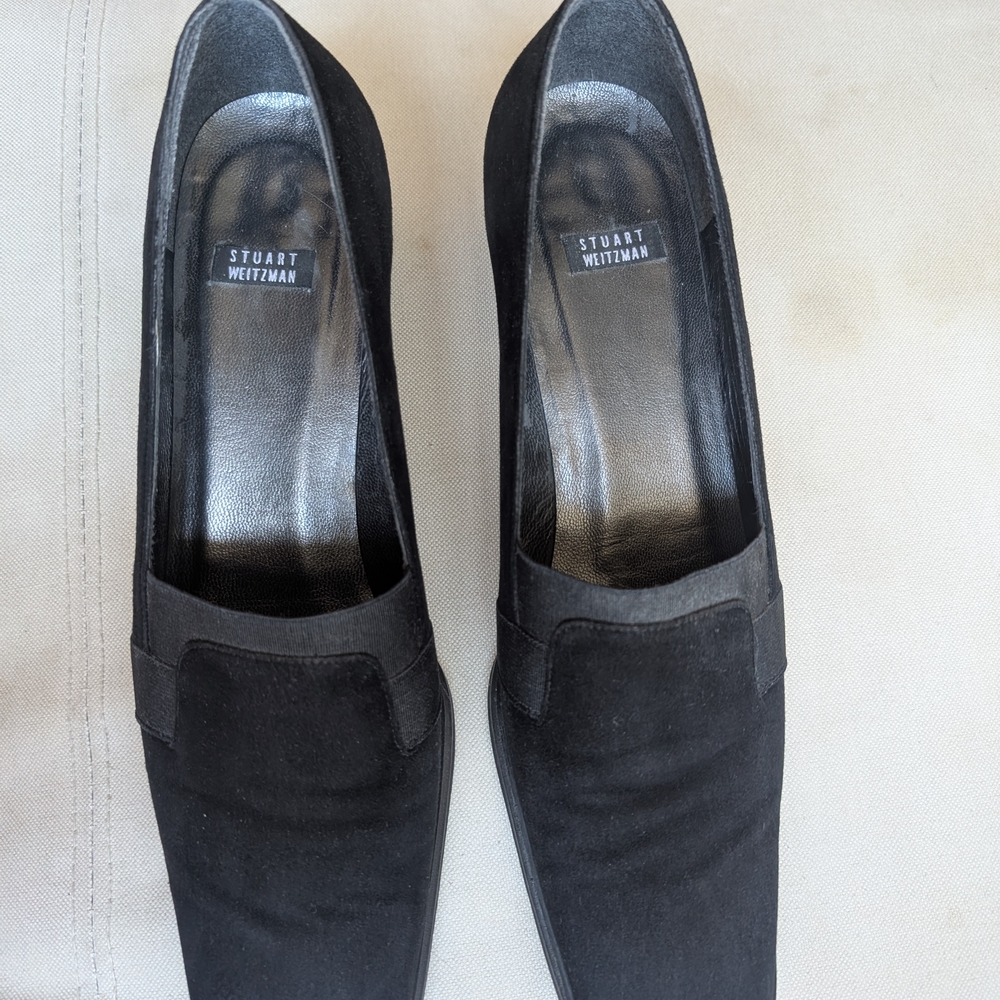 Stuart Weitzman Black Suede Loafers Size 9AA